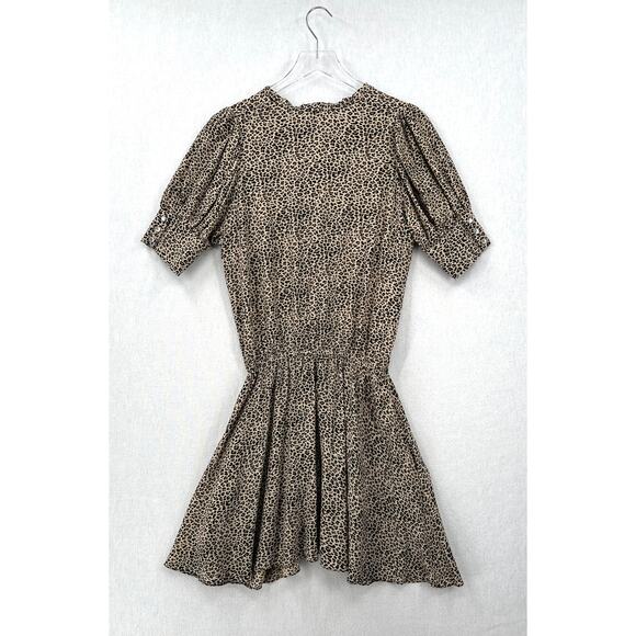 ZADIG AND VOLTAIRE Russel Leopard Print Dress Womens Medium Black Tan Short - Picture 5 of 16